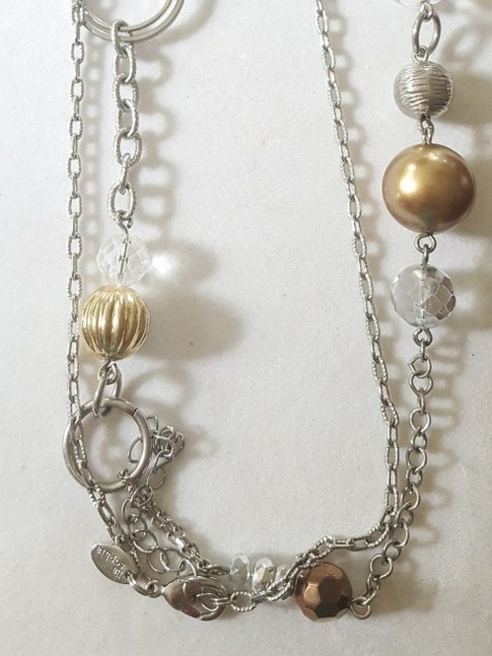Lia Sophia “Debbie” Mixed Metal Layered Circle & Bead Necklace - Gold & Silver
